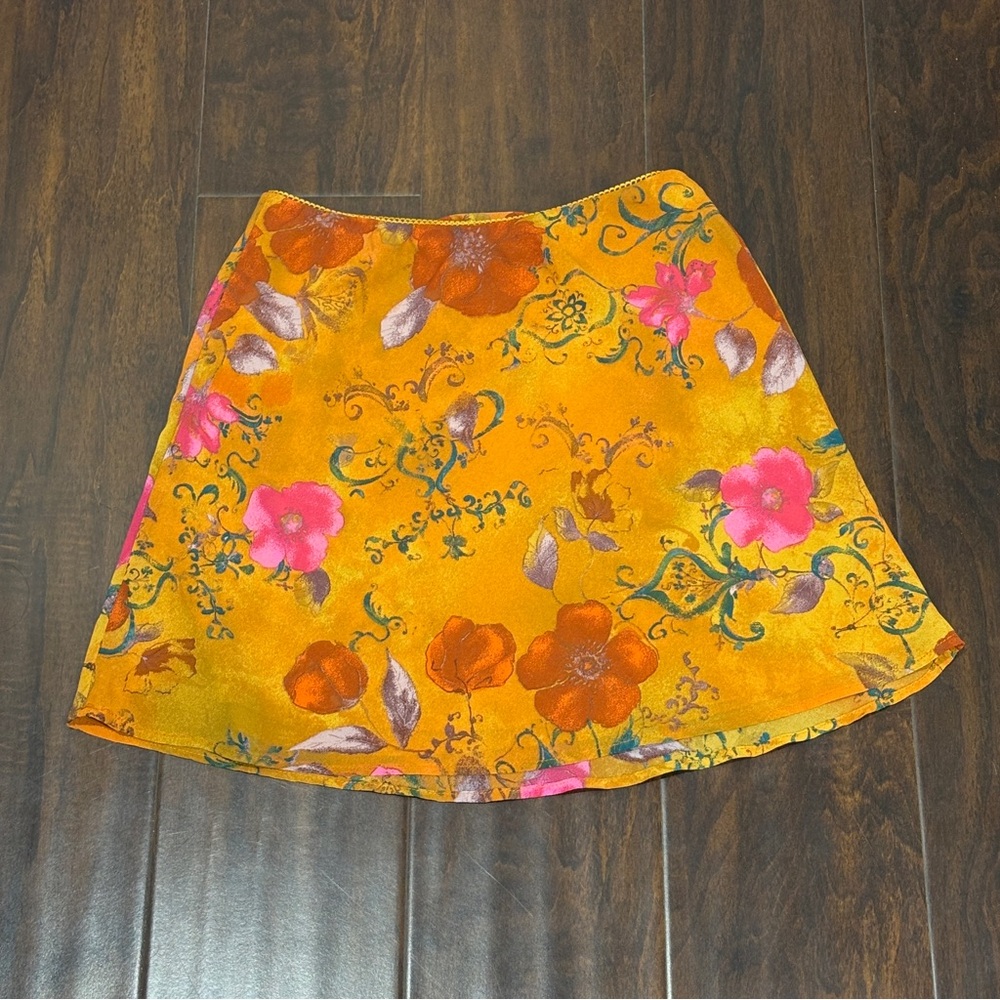 Y2K wild Fable golden floral skirt